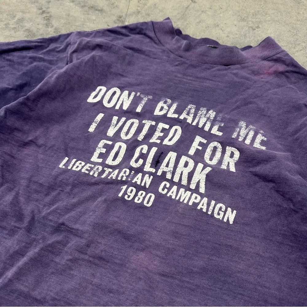 Vintage 80s Libertarian‎ Campaign Ed Clark Tee Large - Picture 3 of 9